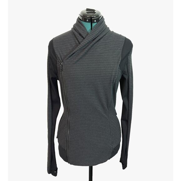 Lululemon Bhakti Yoga Jacket Luon Pique Black Dark‎ Slate / Black Size 6 W4F02S - Picture 2 of 13